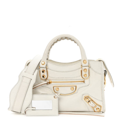 Balenciaga Chevre Gold Metallic Edge Hardware Mini City White 1 of 14