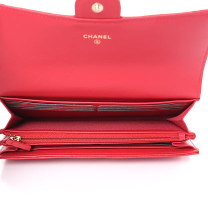 Chanel Lambskin Quilted Large Gusset Flap Wallet Red 5 of 10