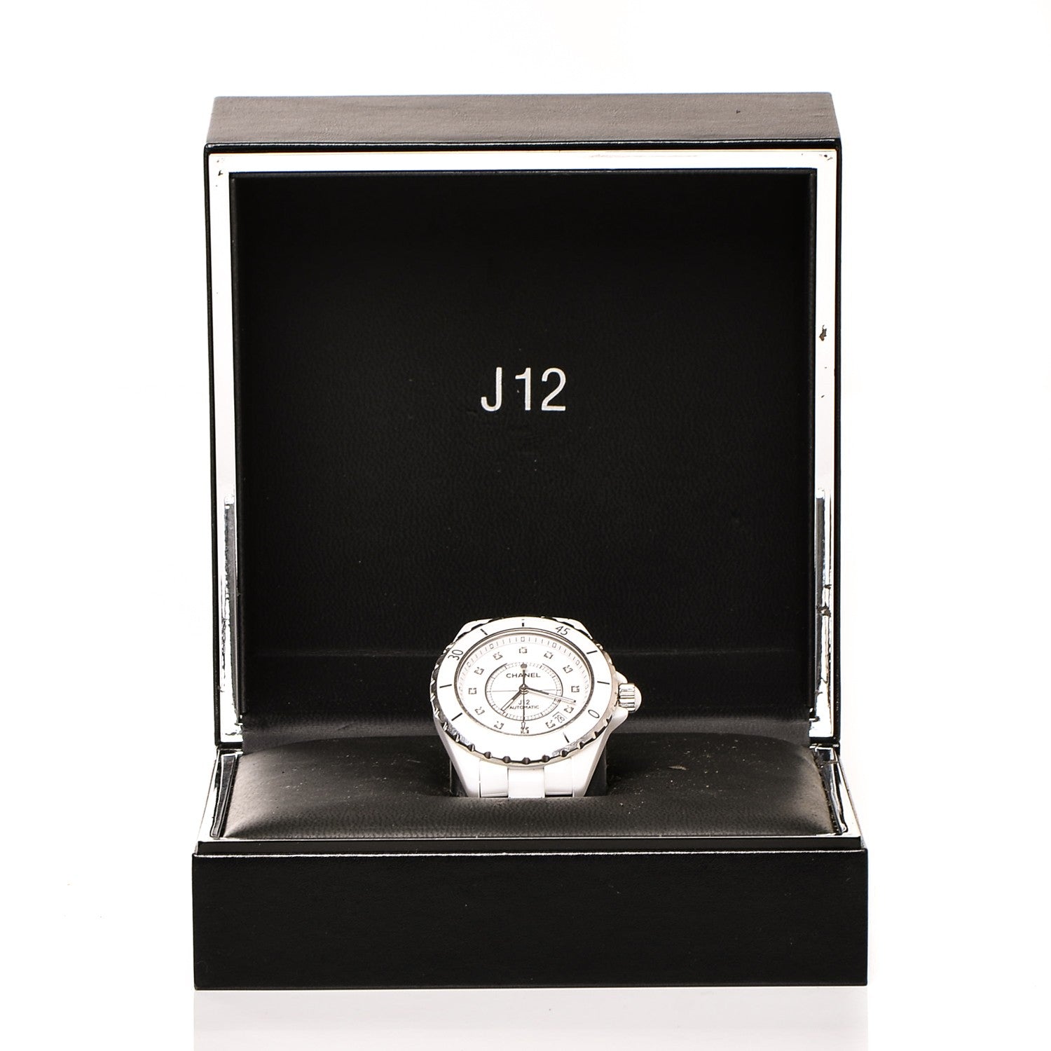 Chanel Stainless Steel Ceramic Diamond 38mm J12 Automatic Watch White 9 of 9