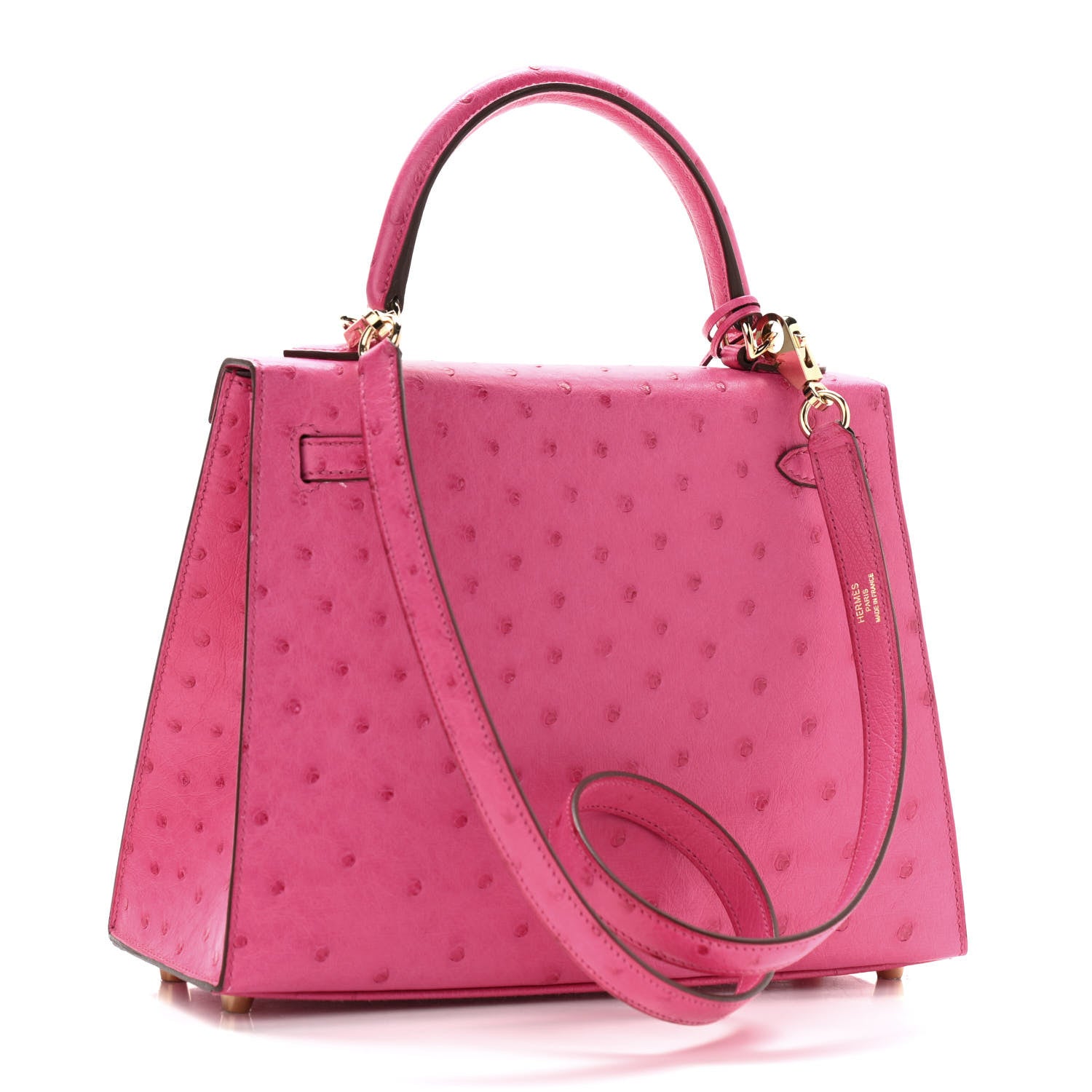 Hermes Ostrich Horseshoe Kelly Sellier 25 Rose Tyrien 3 of 11