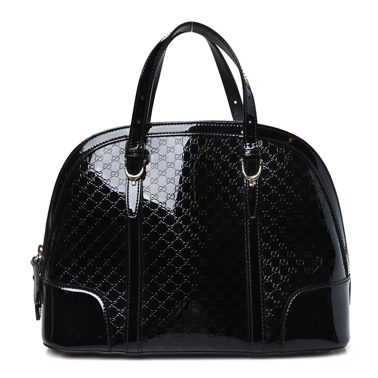 Patent Microguccissima Small Nice Top Handle Dome Bag Black