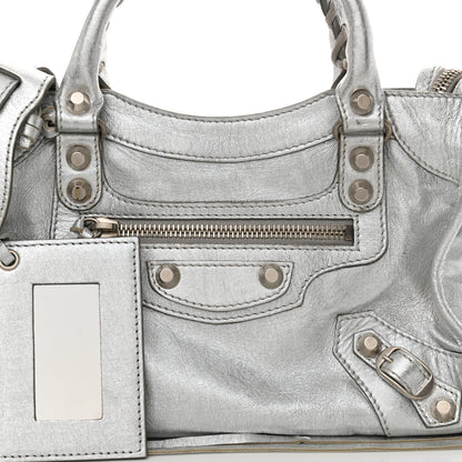 Balenciaga Laminated Agneau Classic Silver Hardware Mini City Silver 8 of 10
