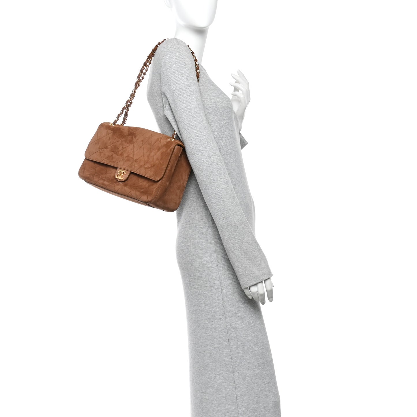 Suede Calfskin Small Souplissimo Maxi Flap Camel
