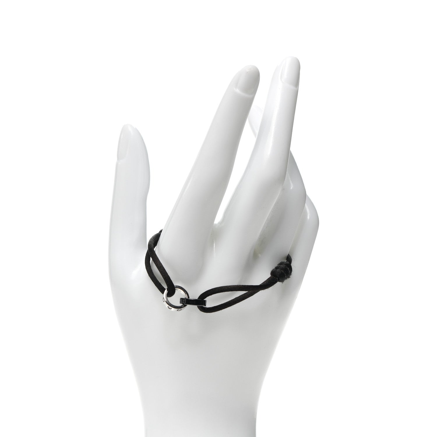 Cartier 18K White Gold Ceramic 4 Diamond LOVE Cord Bracelet Black 2 of 6