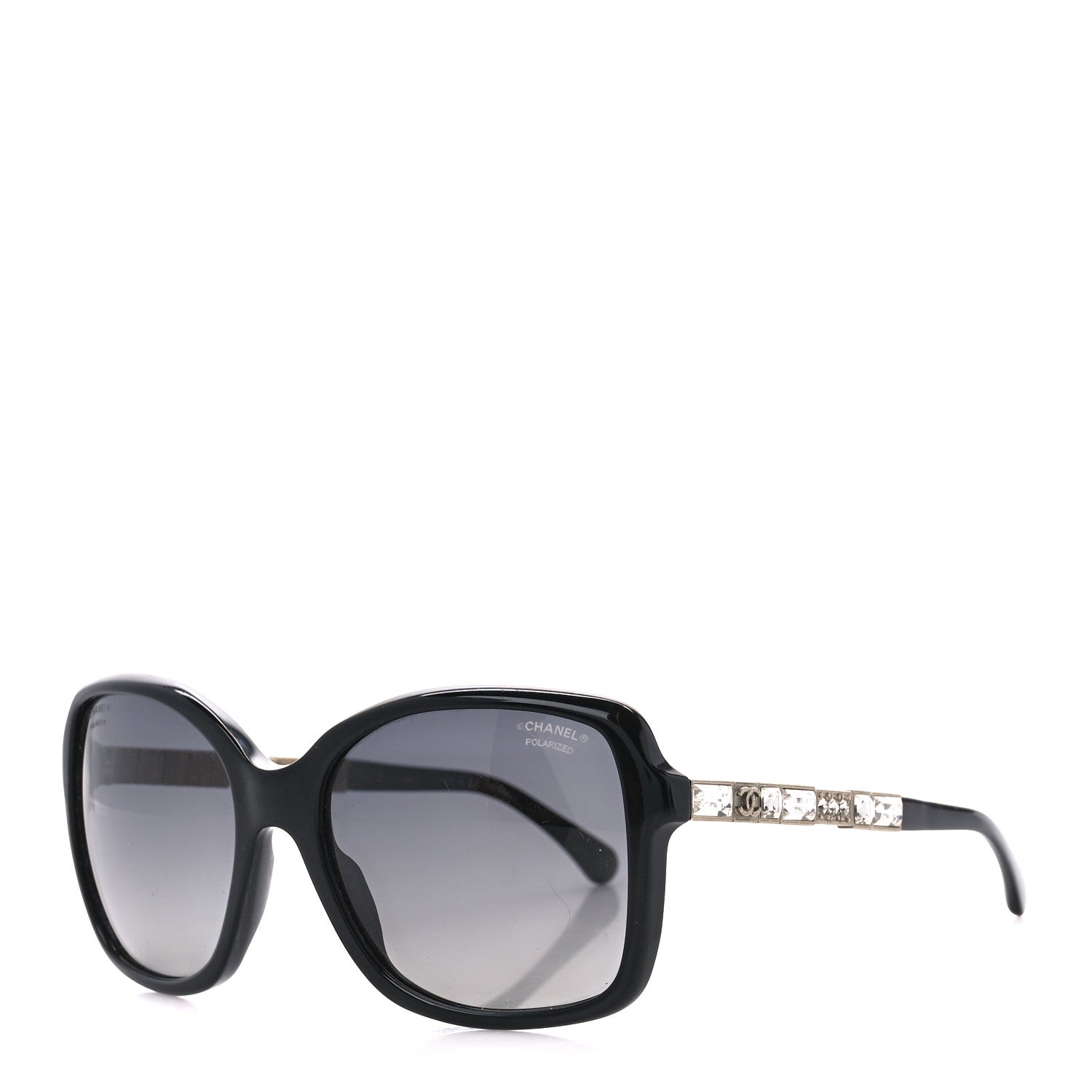Chanel Crystal Baguette Polarized Square Sunglasses 5308-B Black 1 of 8