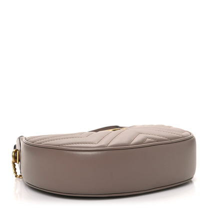 Gucci Calfskin Matelasse Chevron Mini GG Marmont Half Moon Hobo Porcelain Rose 4 of 10