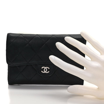 Chanel Lambskin Quilted Small Flap Card Holder Wallet Black 2 of 8