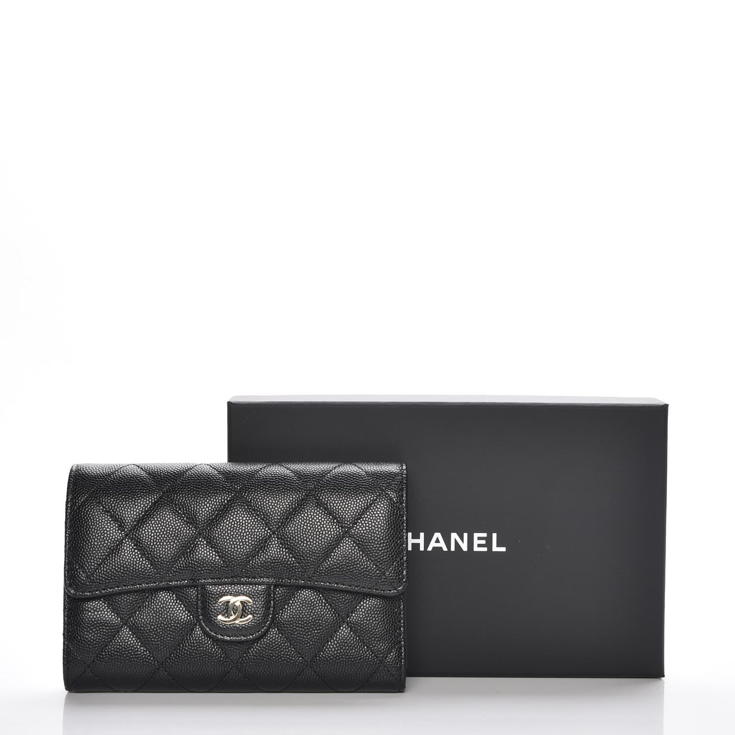 Caviar Quilted Small Flap Wallet Black