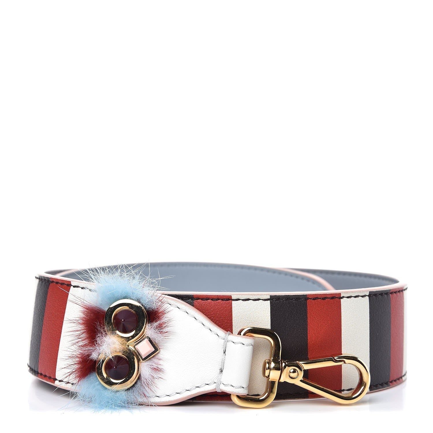 Fendi Calfskin Mink Fur Striped Hypnoteyes Strap You White Bloody Mary Multicolor 1 of 5