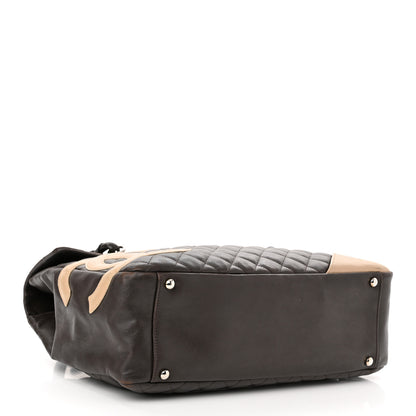 Chanel Calfskin Quilted Large Cambon Flap Brown Beige 3 of 17