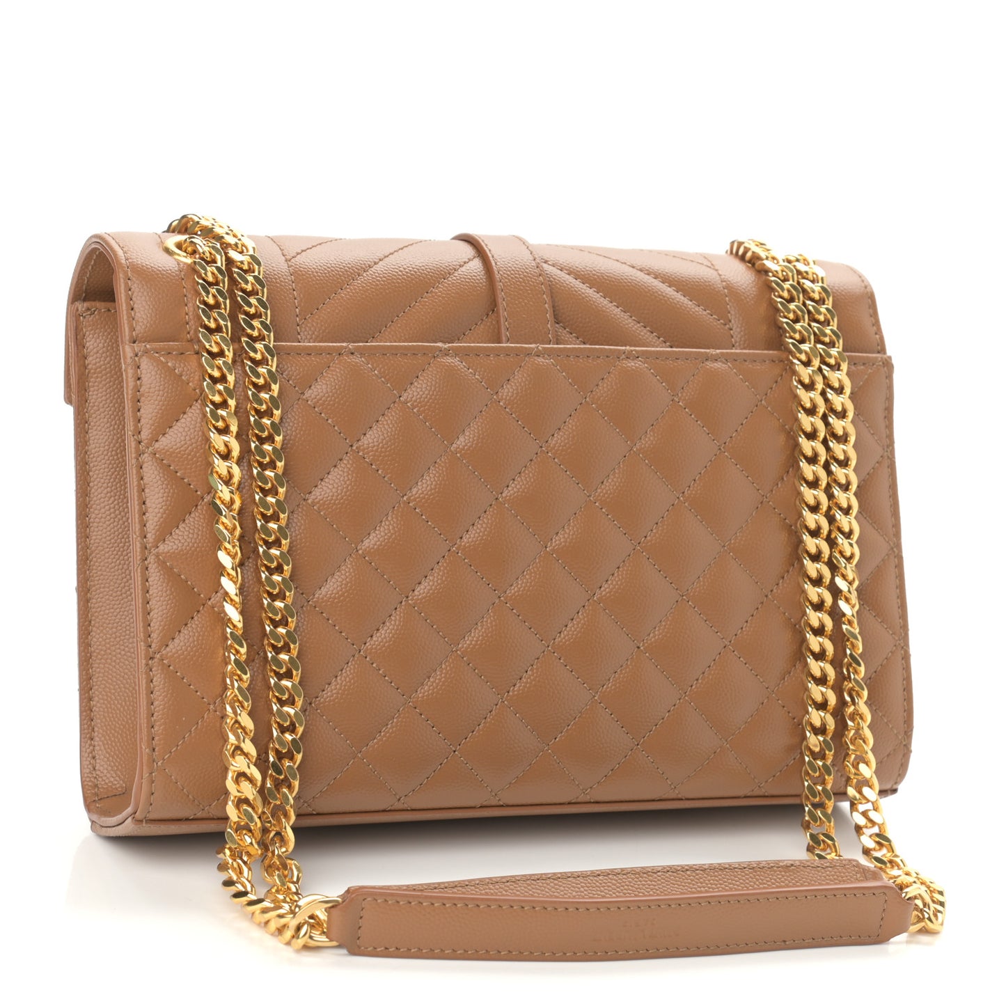 Grain De Poudre Textured Mixed Matelasse Triquilt Medium Monogram Satchel Tan