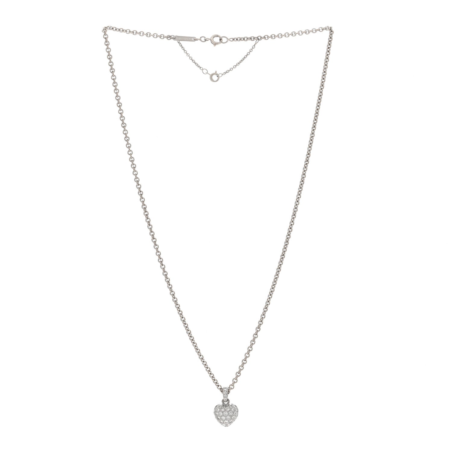 Cartier 18K White Gold Diamond Small Heart Paved Pendant Necklace 2 of 4
