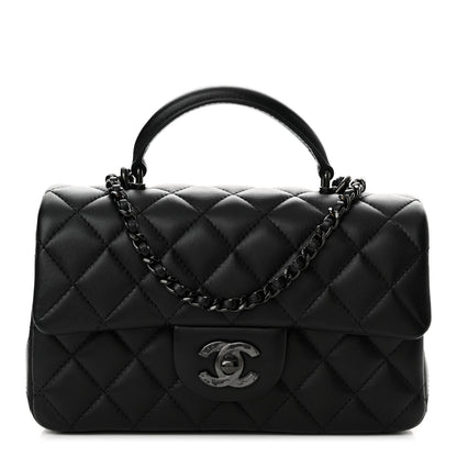 Chanel Lambskin Quilted Mini Top Handle Rectangular Flap So Black 1 of 11