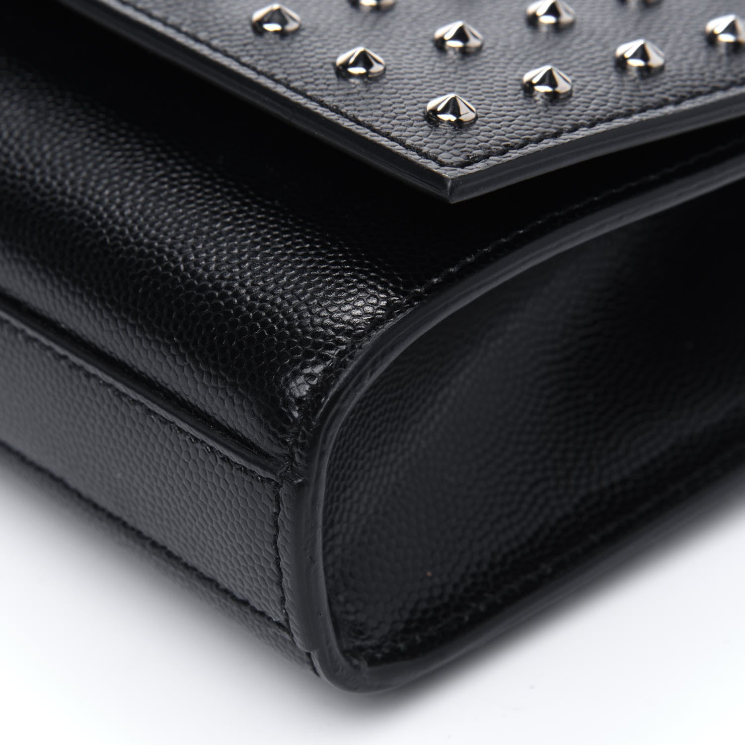 Saint Laurent Grain De Poudre Classic Monogram Studded Clutch Black 13 of 18
