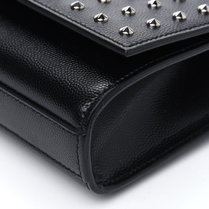 Saint Laurent Grain De Poudre Classic Monogram Studded Clutch Black 13 of 18
