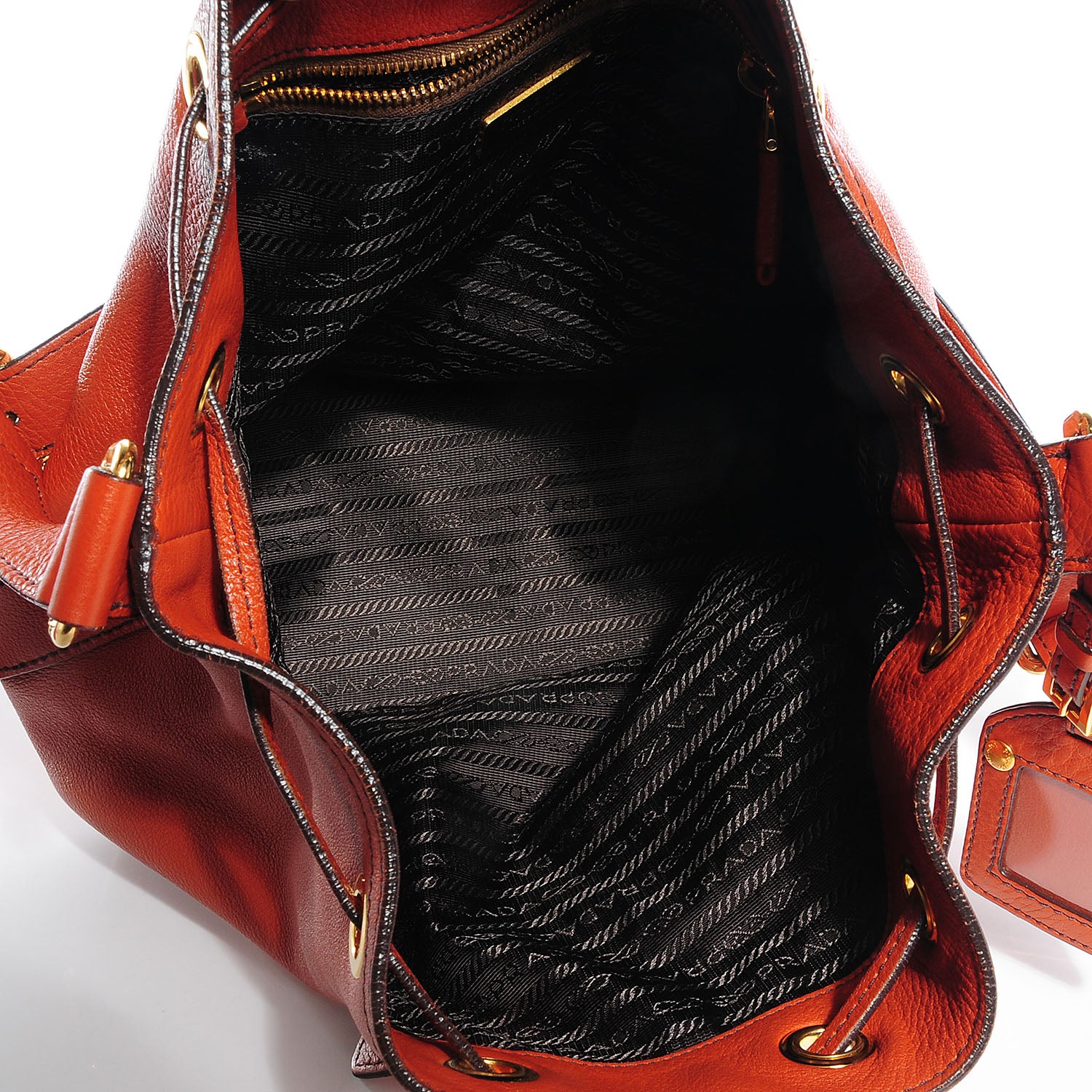 Prada Vitello Daino Drawstring Bucket Rame 5 of 9