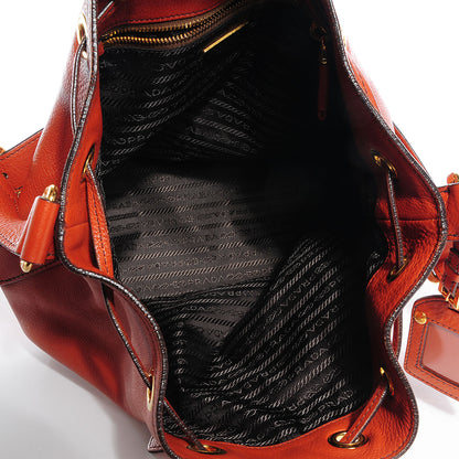 Prada Vitello Daino Drawstring Bucket Rame 5 of 9
