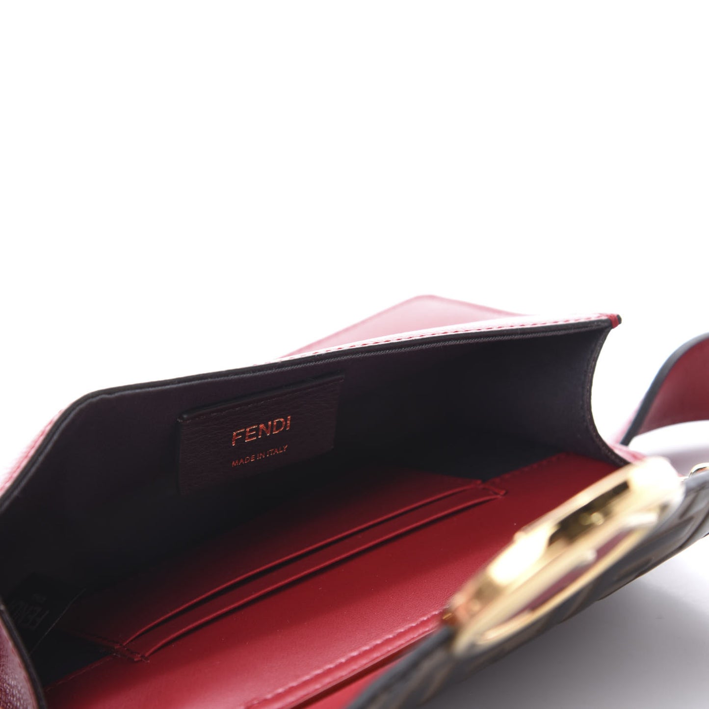 Vitello Cruise F is Fendi Bi-Color FF 1974 Embossed Envelope Belt Bag Maya Black Fragola