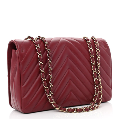 Chanel Calfskin Chevron Quilted Large Statement Flap Red 3 of 11