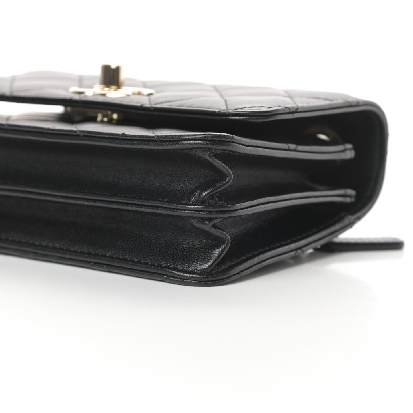 Lambskin Quilted Mini Trendy CC Wallet On Chain WOC Black