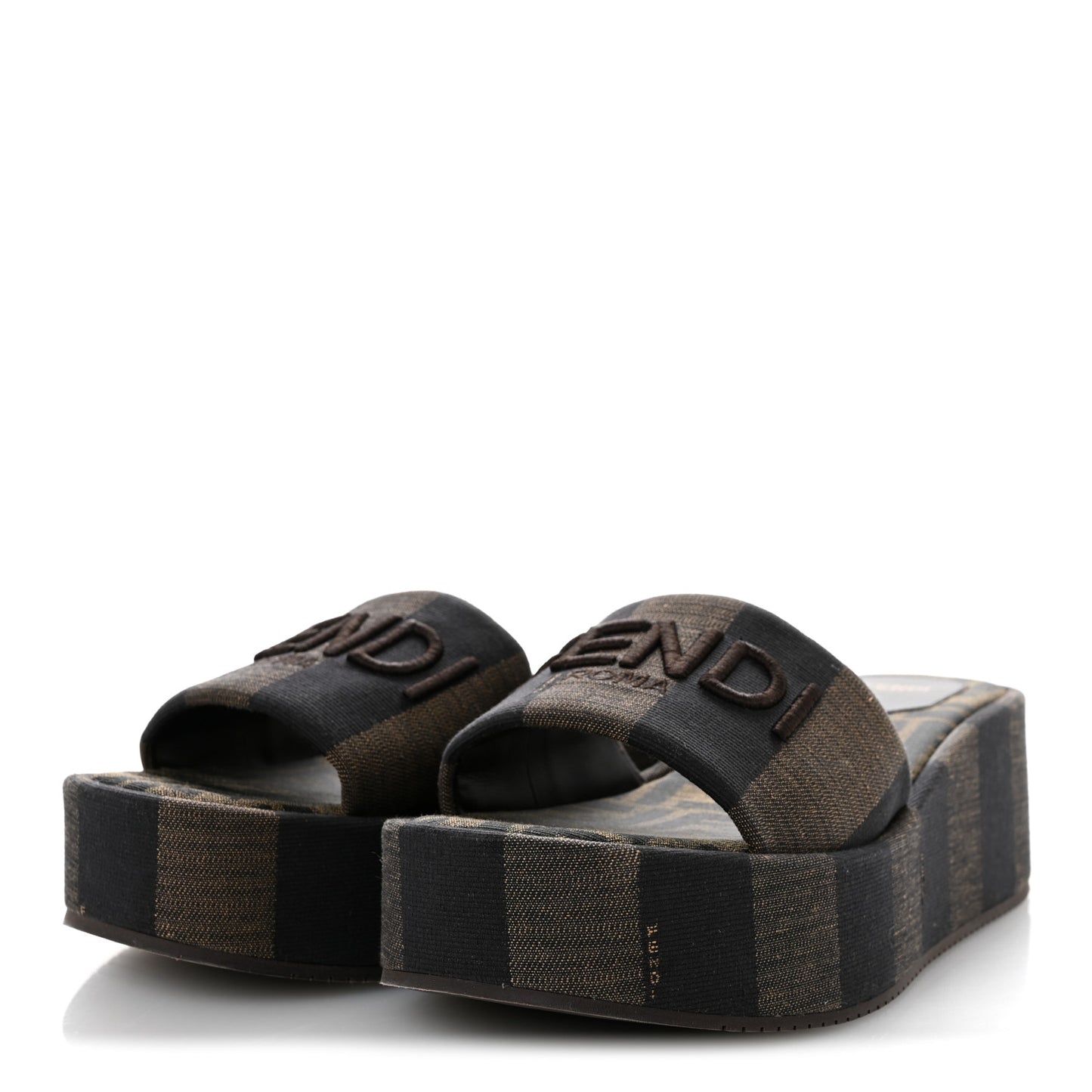 Jacquard Womens FF Sunshine Flatform Slide Sandals 38.5 Tabacco Black