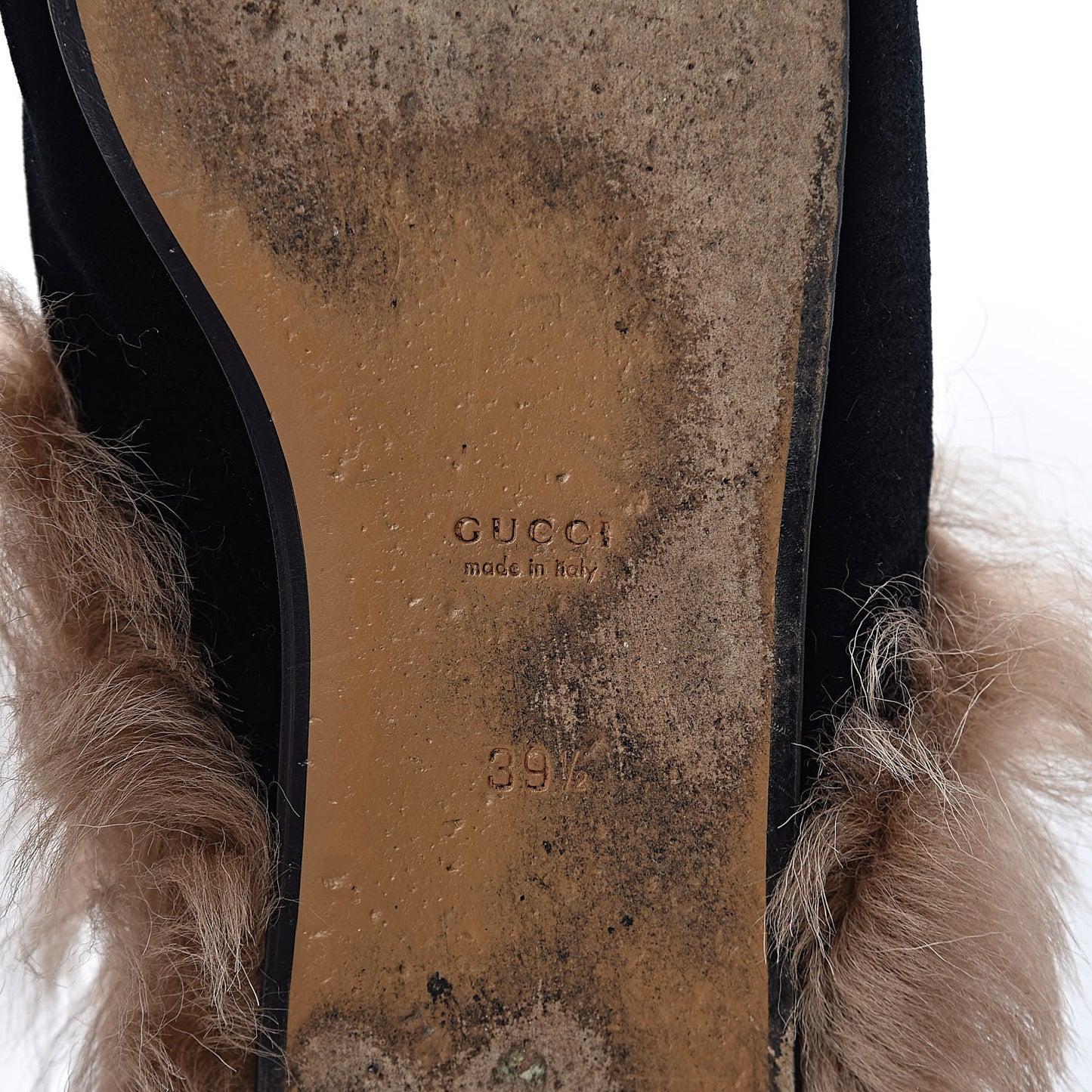 Velvet Fur Womens Princetown Slippers 39.5 Black