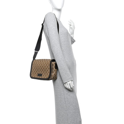 Gucci Monogram Flap Messenger Bag Beige Dark Brown 2 of 10