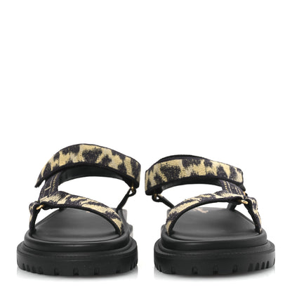 Christian Dior Canvas Embroidered Mizza Print 10mm D-Wave Sandals 37 Beige Multicolor 3 of 11