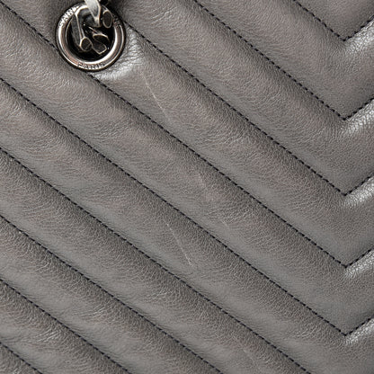 Saint Laurent Sheepskin Matelasse Chevron Large Monogram Shopping Bag Light Coal 11 of 21