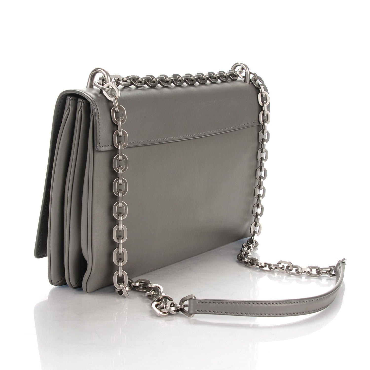 Prada City Calf Metal Closure Shoulder Bag Marmo 3 of 9