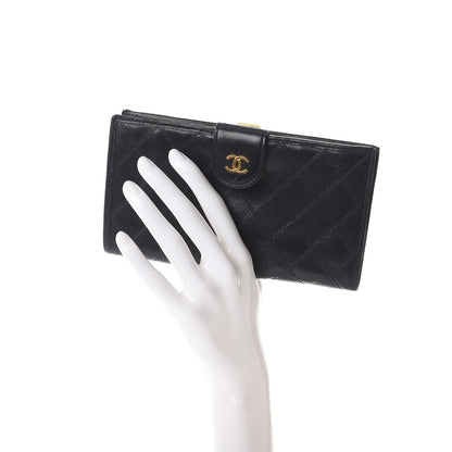 Chanel Lambskin Diamond Stitched French Wallet Black 2 of 11
