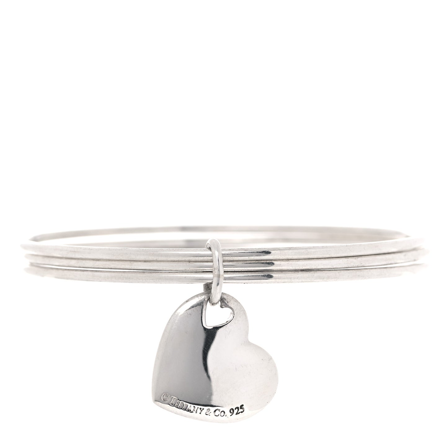 Sterling Silver Heart Triple Bangle Bracelet