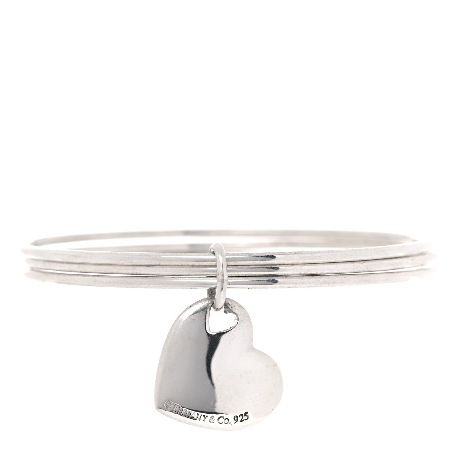 Tiffany Sterling Silver Heart Triple Bangle Bracelet 1 of 4