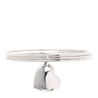 Tiffany Sterling Silver Heart Triple Bangle Bracelet 1 of 4