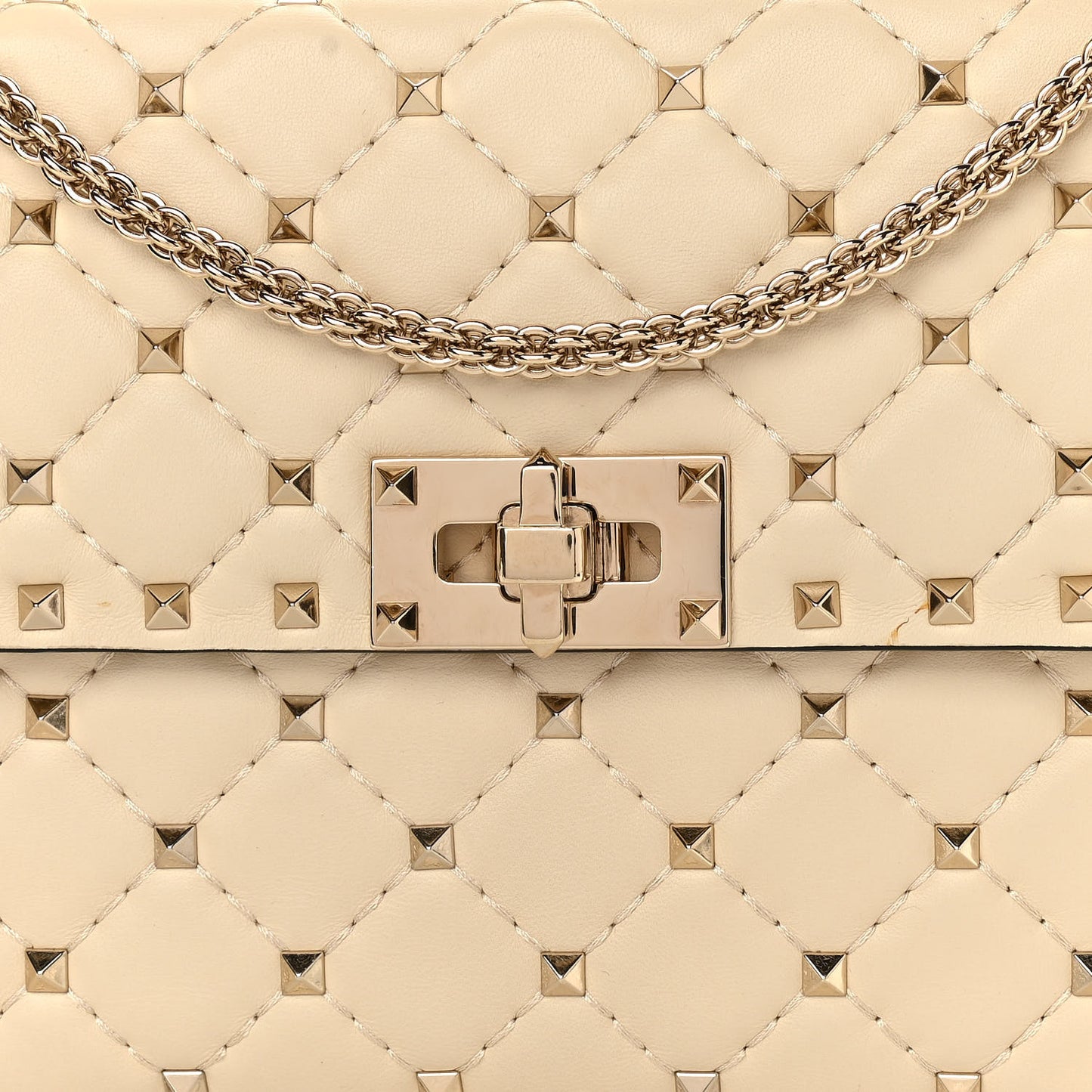 Nappa Medium Rockstud Spike Shoulder Bag Light Ivory