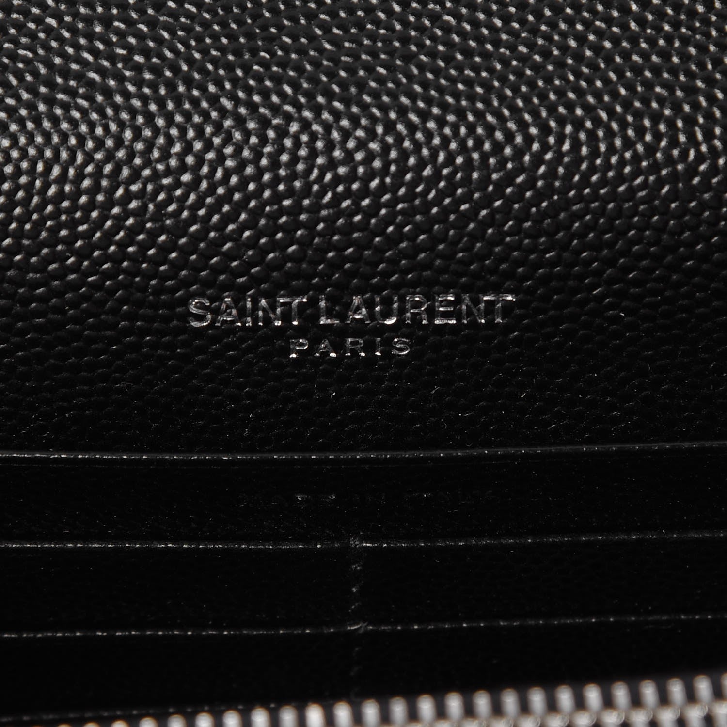 Saint Laurent Grain De Poudre Matelasse Chevron Monogram Envelope Chain Wallet Black 6 of 7