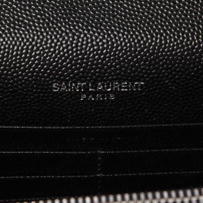 Saint Laurent Grain De Poudre Matelasse Chevron Monogram Envelope Chain Wallet Black 6 of 7