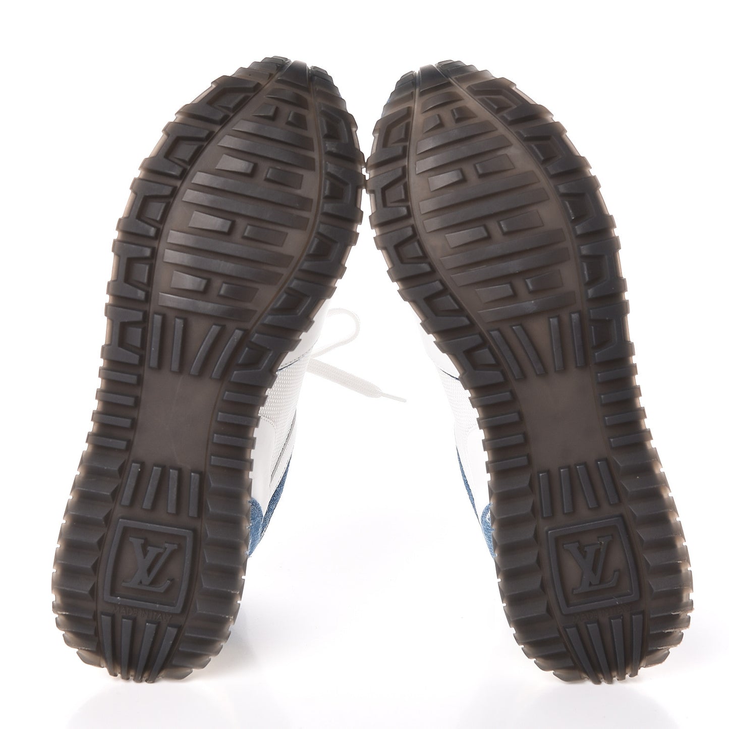 Calfskin Monogram Denim Run Away Sneakers 36.5 White