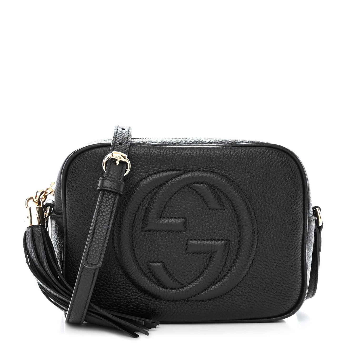 Pebbled Calfskin Small Soho Disco Bag Black