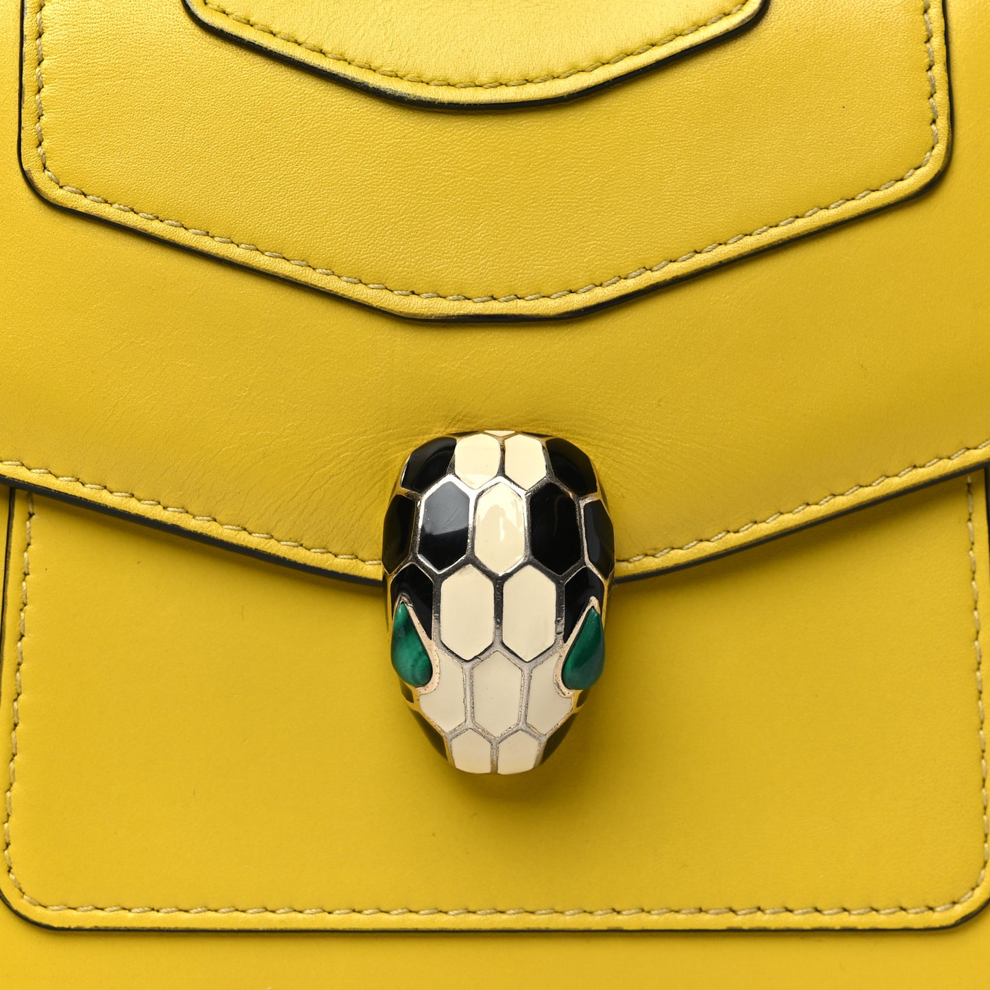 Calfskin Serpenti Forever Top Handle Yellow