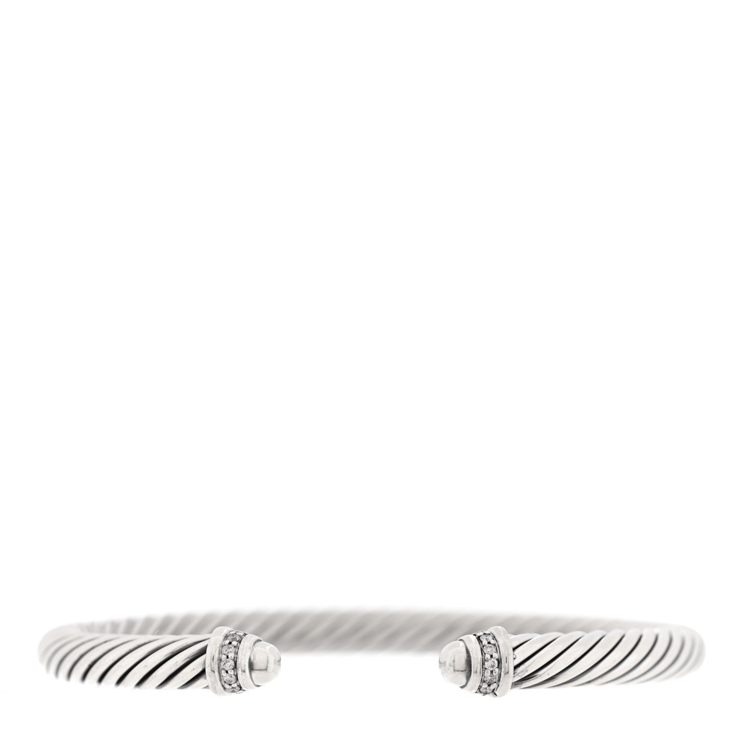 David Yurman Sterling Silver Diamond 5mm Cable Classics Dome Bracelet 1 of 3