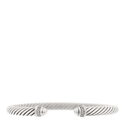 David Yurman Sterling Silver Diamond 5mm Cable Classics Dome Bracelet 1 of 3