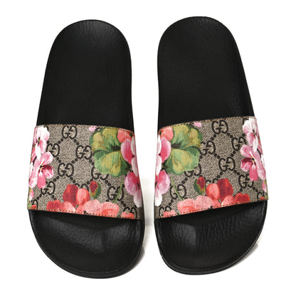 Gucci GG Supreme Monogram Blooms Slide Sandals 37 Beige Multicolor 5 of 11