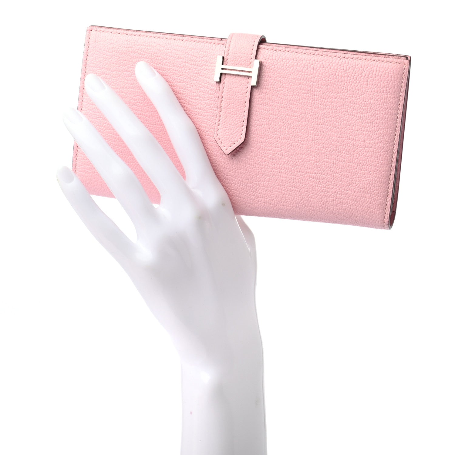 Hermes Chevre Mysore Bearn Gusset Wallet Rose Sakura 2 of 7