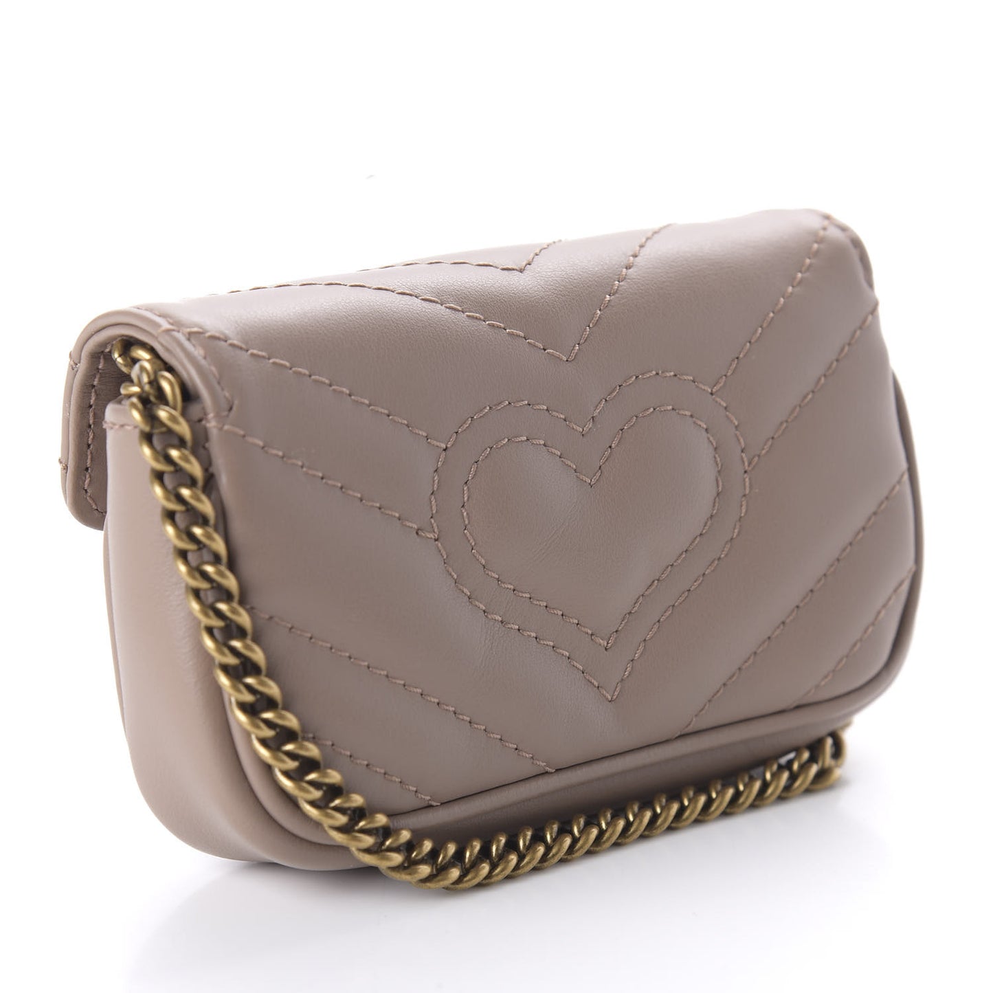Calfskin Matelasse Heart GG Marmont 2.0 Coin Purse On A Chain Porcelain Rose