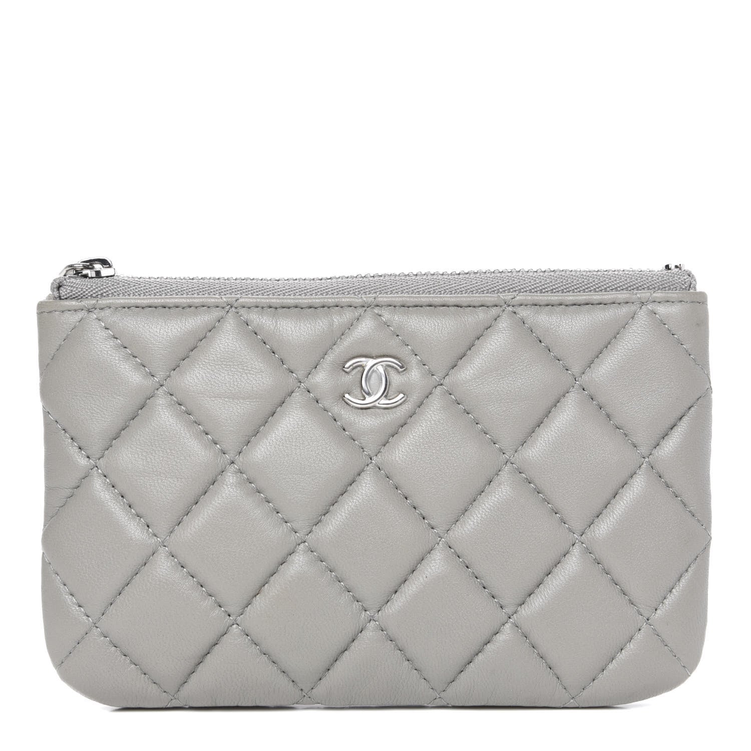Chanel Lambskin Quilted Small Cosmetic Case Light Grey 1 of 8