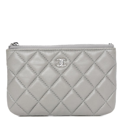 Chanel Lambskin Quilted Small Cosmetic Case Light Grey 1 of 8