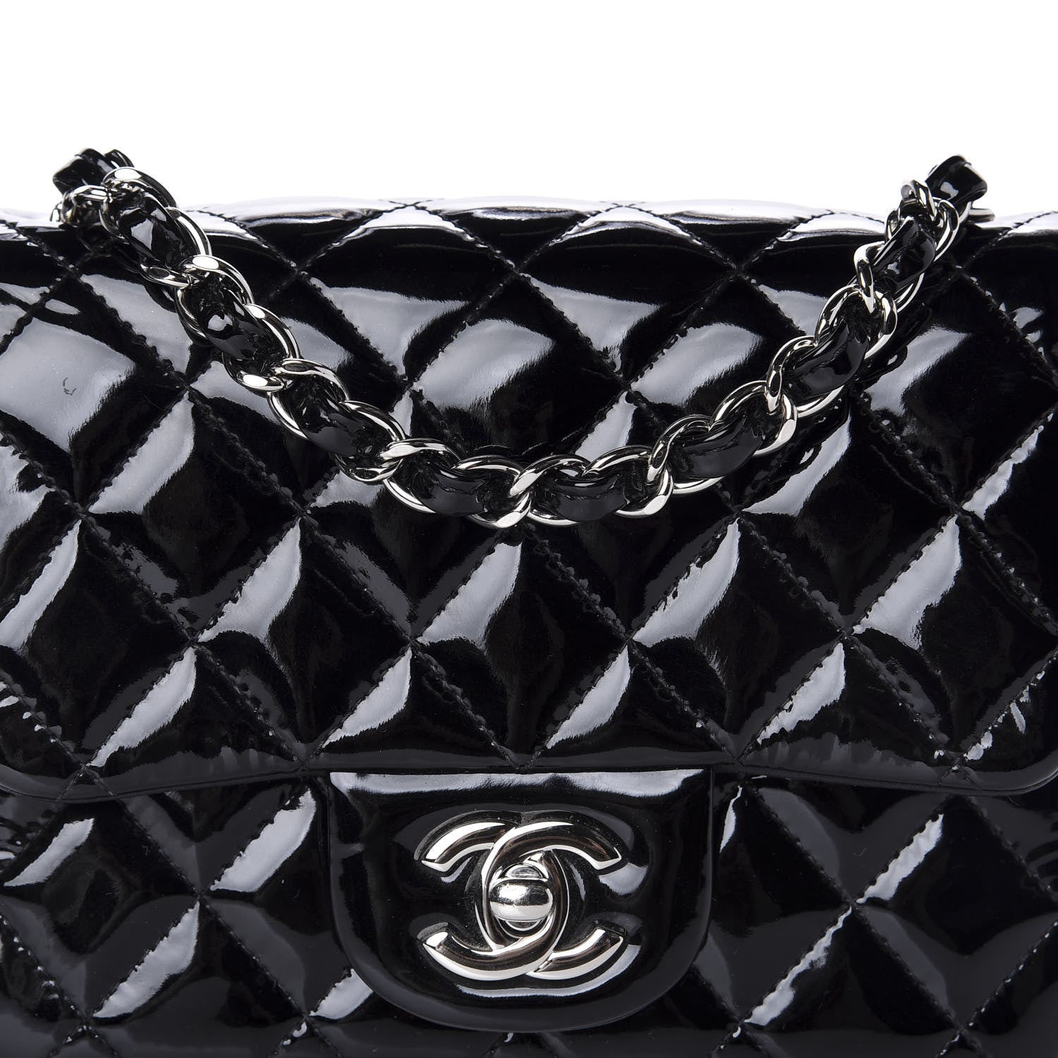 Chanel Patent Calfskin Quilted Mini Square Flap Black 10 of 10
