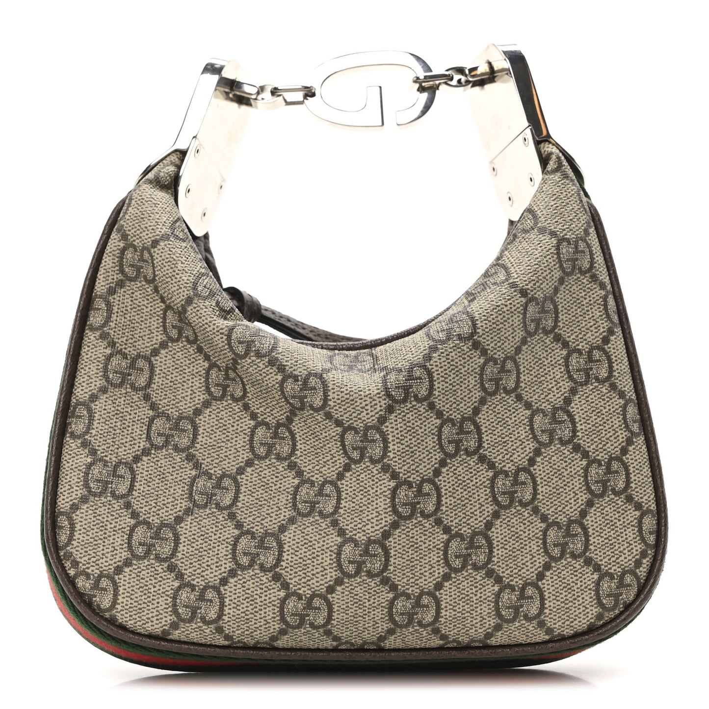 GG Supreme Monogram Textured Dollar Calfskin Web Mini Attache Bag Beige Ebony New Acero Beige Ebony New Acero