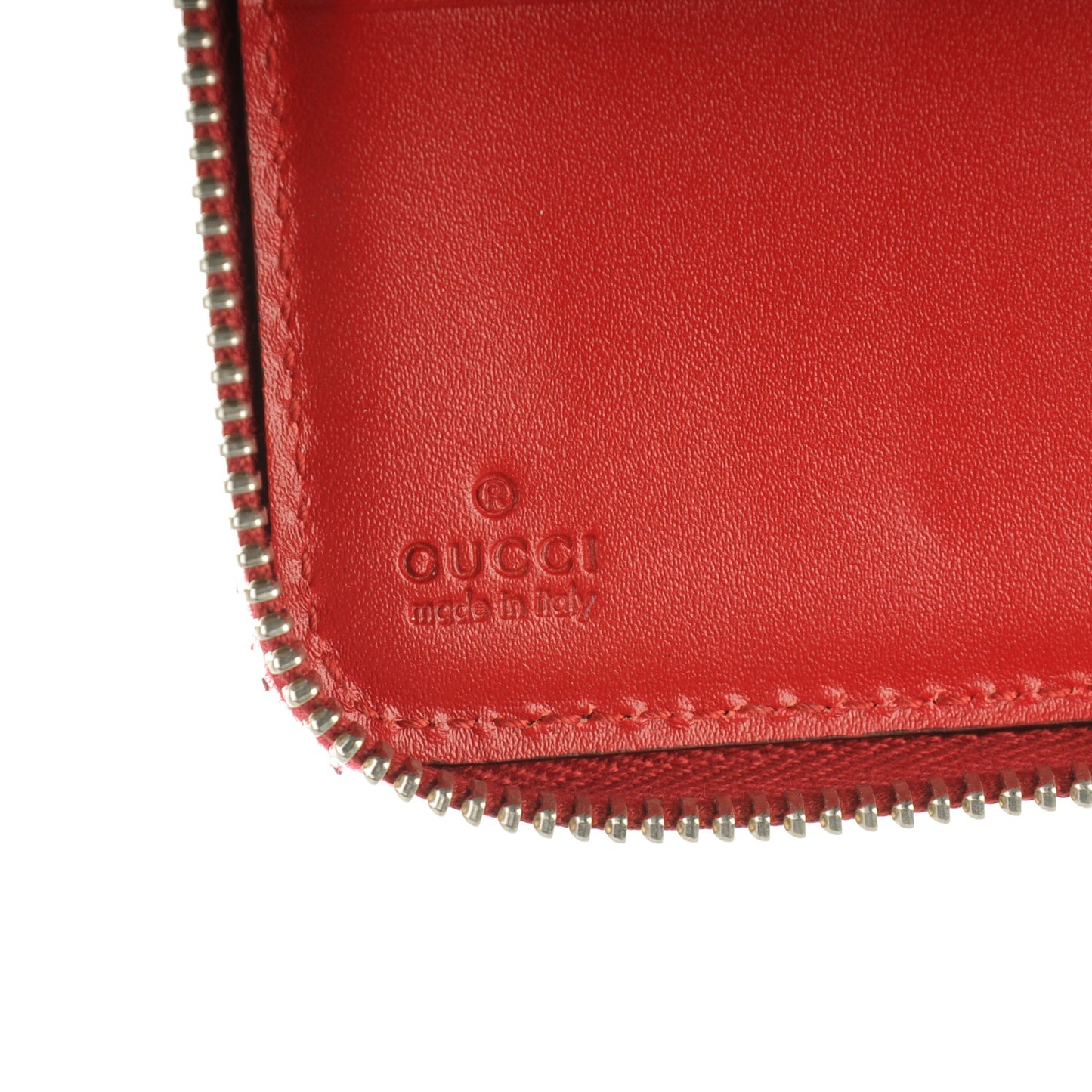 Guccissima Signature Zip Around Organizer Wallet Hibiscus Red